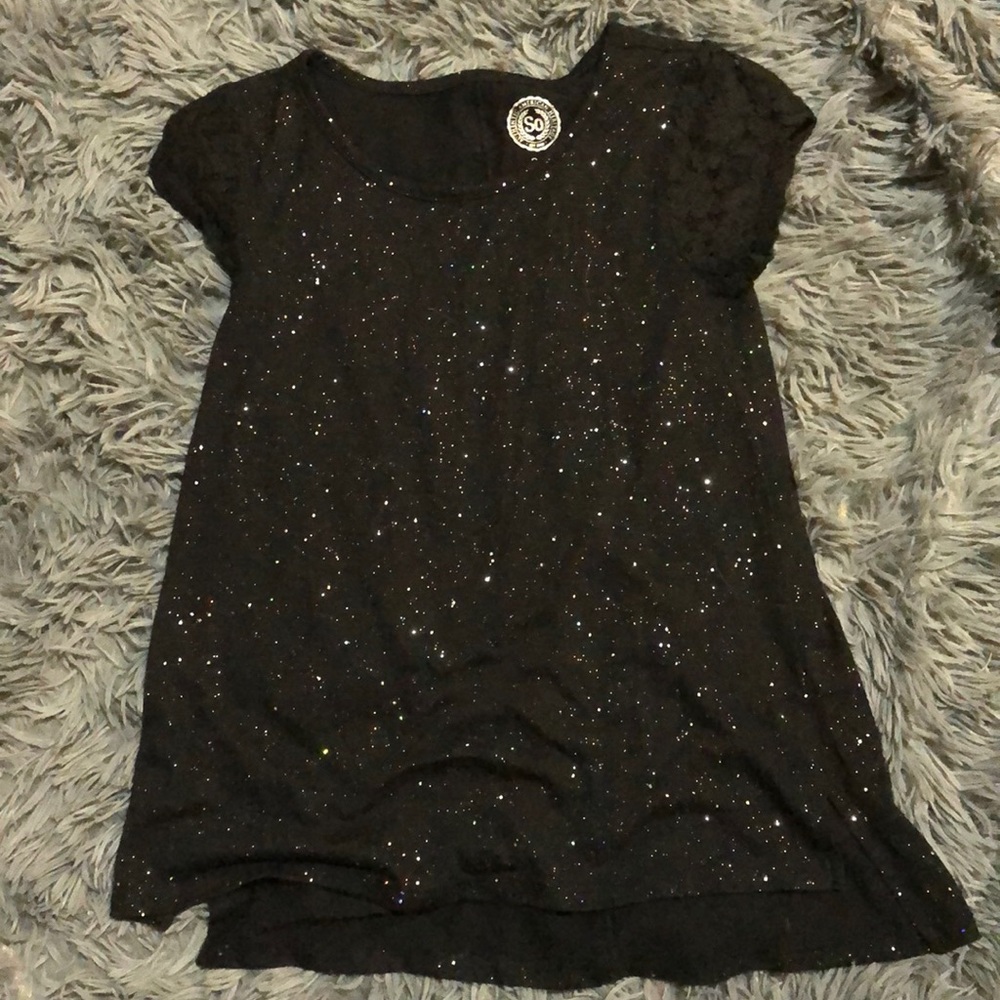 Girls black and glittery t-shirt